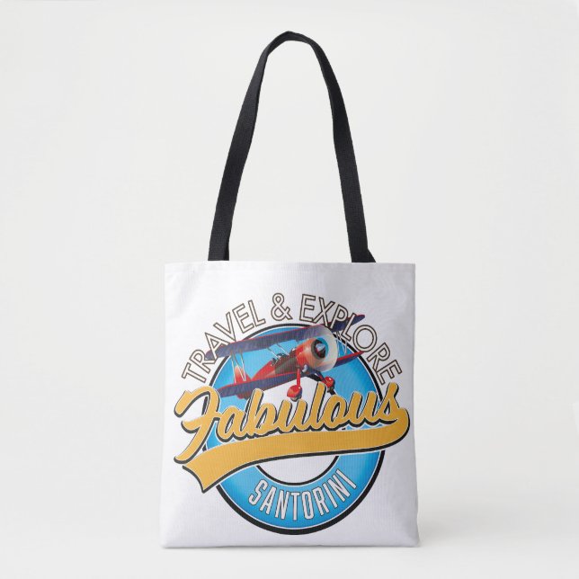 Tote Bag Voyage & Explore Fabulous Santorini (Devant)