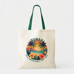 Tote Bag Voyage familial personnalisé rétro Hawaï tropical