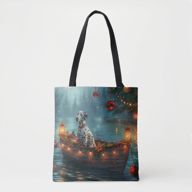 Tote Bag Voyage festif de Noël dalmate (Devant)