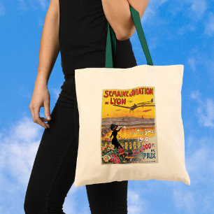 Tote Bag Voyage Rétro, Avions Spectacle Aérien, Lyon, Franc