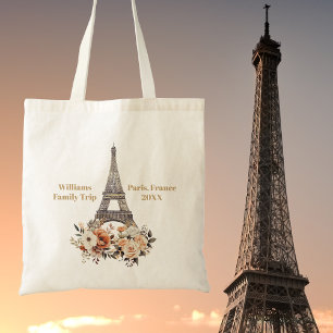 Tote Bag Voyage sur mesure à Paris Tour Eiffel Floral