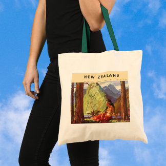 Tote Bag Voyage Vintage, Femme Autochtone Paysage Nouvelle-