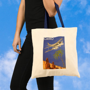 Tote Bag Voyage Vintage vers Le Caire, Égypte, Avion Biplan