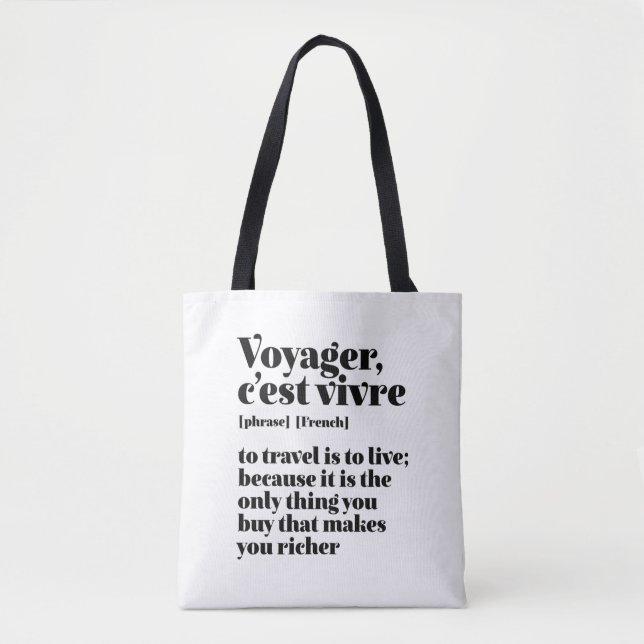 Tote Bag Voyager français inspiré Voyager C'est Vivre (Devant)