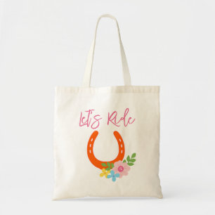 Tote Bag Voyons à cheval Orange Horseshoe Fleurs GrangeFun