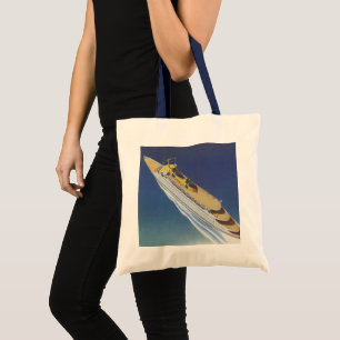 Tote Bag Vue aérienne d'un bateau de croisière vintage dans
