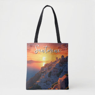 Tote Bag Vue coucher de soleil Santorin Grèce Cyclades Voya