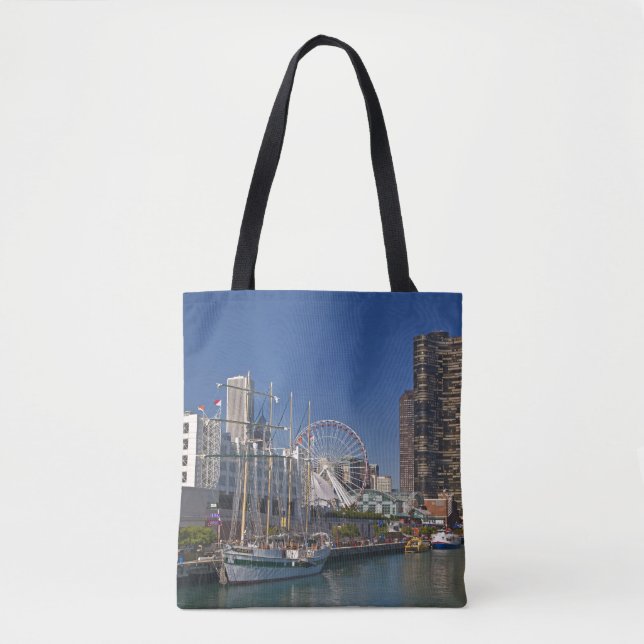 Tote Bag Vue de la Marine Pier 2 de Chicago (Devant)