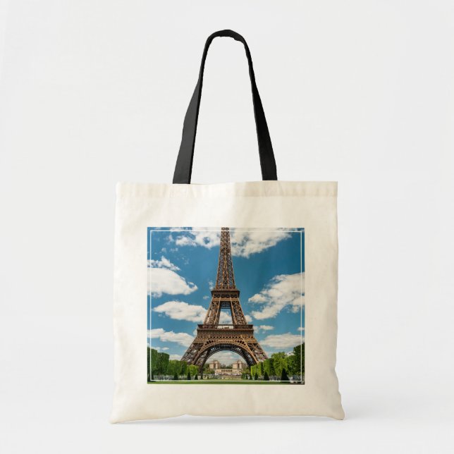 Tote Bag Vue de la Tour Eiffel depuis le parc public Champ  (Devant)