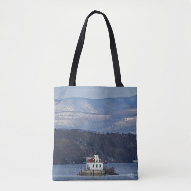 Tote Bag Vue d'hiver du phare d'Esopus Meadows (Devant)