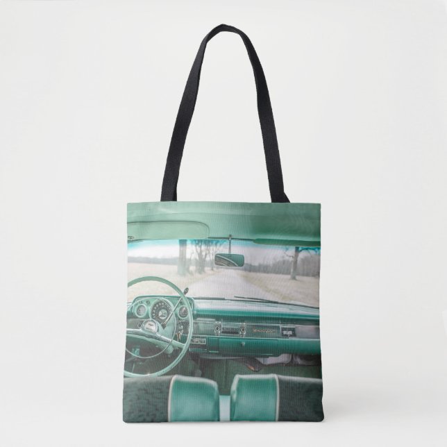TOTE BAG VUE INTÉRIEURE DU VÉHICULE SUR LA ROUTE (Devant)
