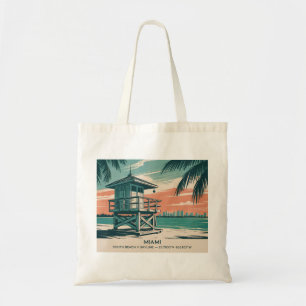 Tote Bag Vue panoramique vintage de South Beach à Miami, Fl
