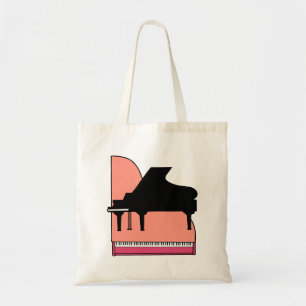 Tote Bag Vue supérieure rose noire de Sillouette de piano