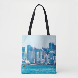 Tote Bag Vue sur le port de Hong Kong à l'heure du jour.