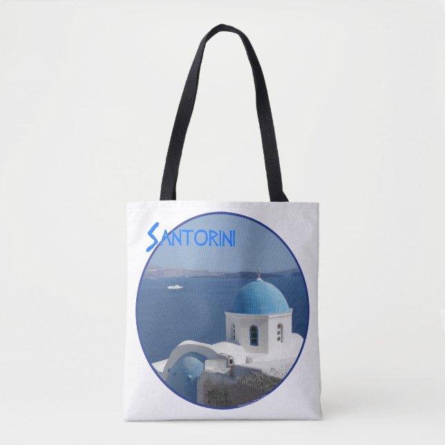 Tote Bag Vue sur le port de Santorin (Devant)