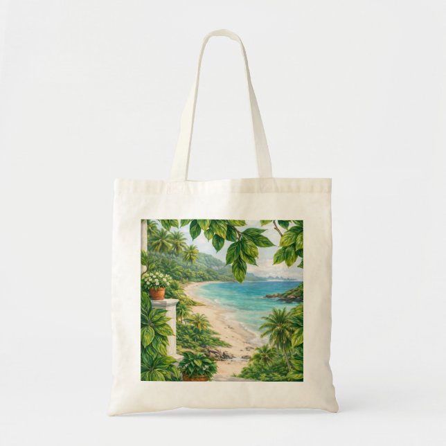Tote Bag Vue tropicale de la plage des îles Keeling (Devant)
