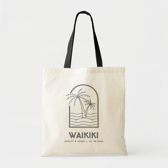 Tote Bag Waikiki Hawaii Mariage Week-end Destination (Devant)