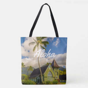 Tote Bag Waioli Hui'ia Church, Hanalei, Hawaiian Beach Bag