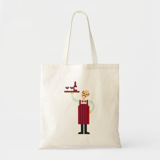 Tote Bag Waiter with wine (Devant)