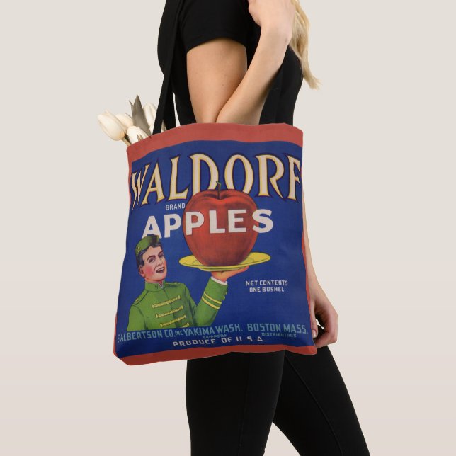 Tote Bag Waldorf Apples 1920 crate étiquette print (De près)