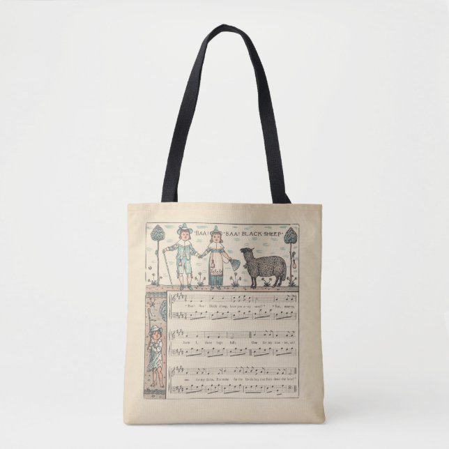 Tote Bag Walter Crane Baa Baa Mouton Noir Comptine (Devant)