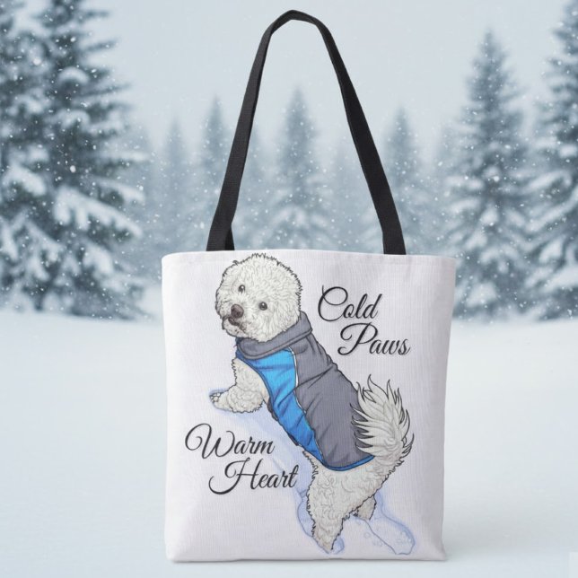 Tote Bag Warm Heart Snow Bichon Tote (Créateur téléchargé)