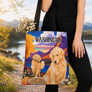Tote Bag WASHINGTON • Golden Retriever • ArtMuse Journey