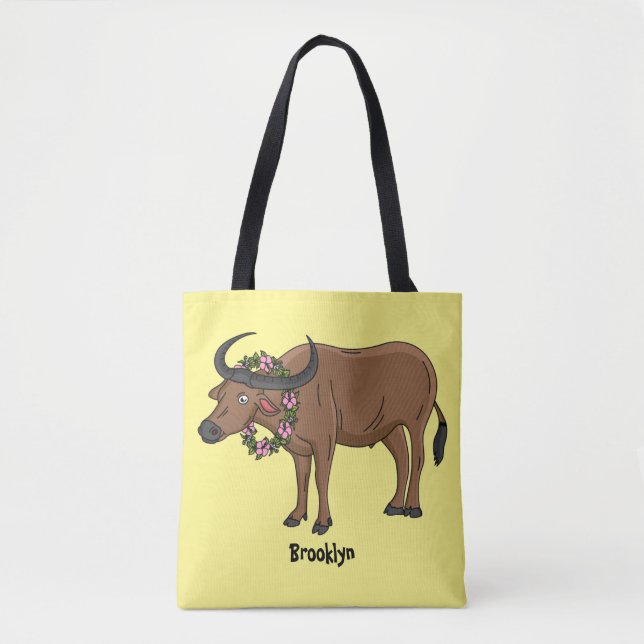 Tote Bag Water buffalo with flowers (Devant)