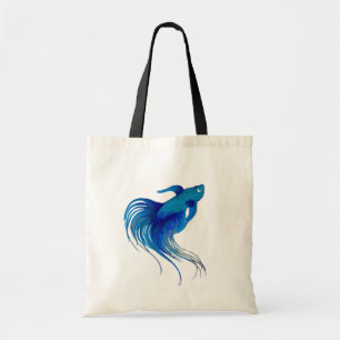 Tote Bag Watercolor Blue Betta Fish