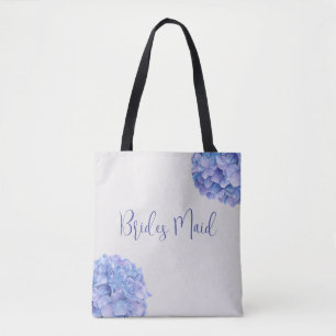 Tote Bag Watercolor Blue Hydrangea Bride fête