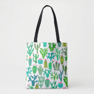 Tote Bag Watercolor cactus motif sans soudure. Cactus backg