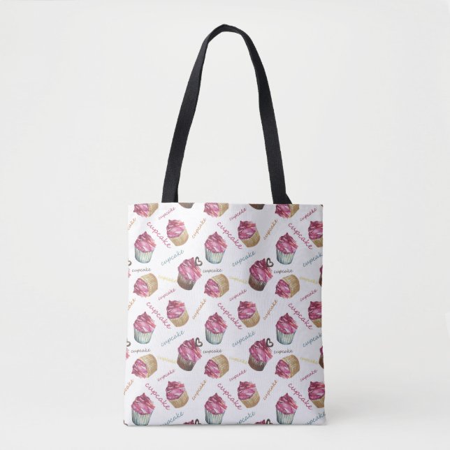 Tote Bag Watercolor cupcakes (Devant)