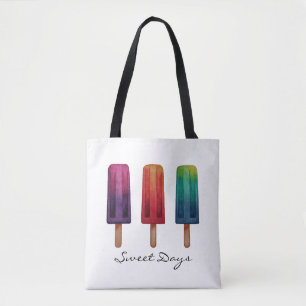 Tote Bag Watercolor Cute Popsicle Glaces Creams