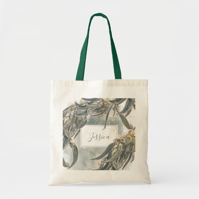 Tote Bag Watercolor Eucalyptus Leaves Greenery Bridesmaid  (Devant)