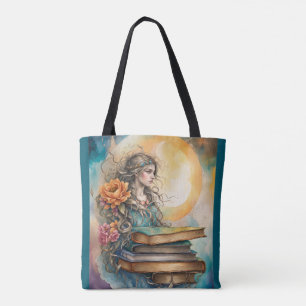 Tote Bag Watercolor Femme Lecture Cadeau Anniversaire