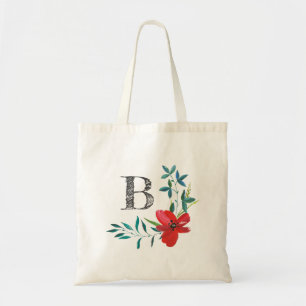 Tote Bag Watercolor Floral Monogram