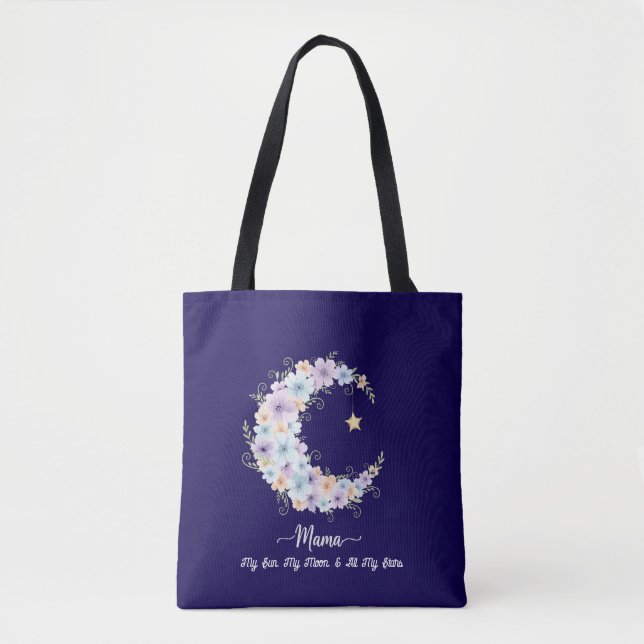 Tote Bag Watercolor Floral Moon Mama (Devant)