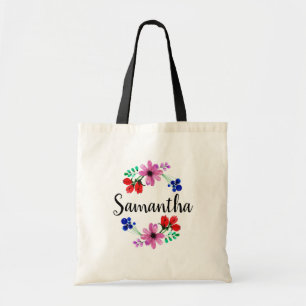 Tote Bag Watercolor Floral Wreath