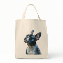 Watercolor French bulldog sitting