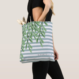 Tote Bag Watercolor Green Foliing Ajouter un nom