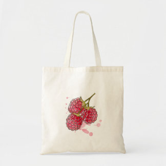 Tote Bag Watercolor Hand-painted Juicy Raspberry Art