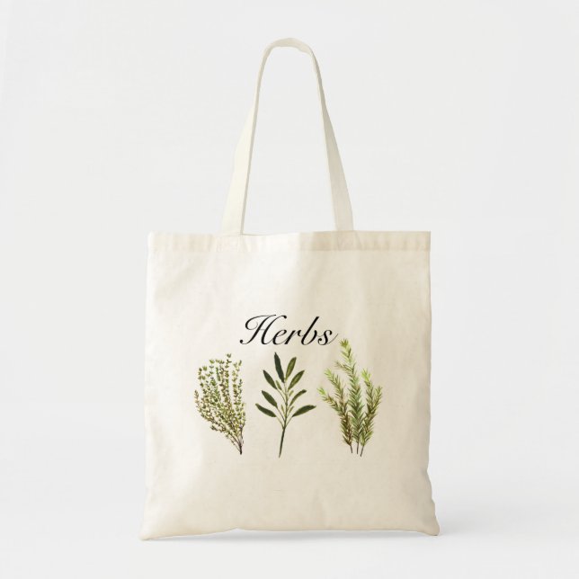 Tote Bag Watercolor Herbs Thyme Rosemary Sage Plants (Devant)