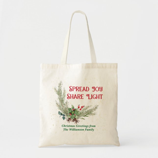 Tote Bag Watercolor Holly Berries Bouquet Christmas (Devant)