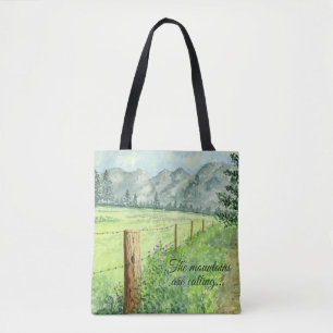 Tote Bag Watercolor montagne meadow Fourre-tout
