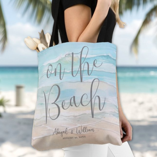 Tote Bag Watercolor On The Beach Wedding (Watercolor On The Beach Wedding Tote Bag)