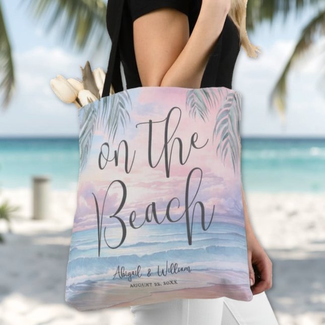 Tote Bag Watercolor On The Beach Wedding (Watercolor On The Beach Wedding Tote Bag )