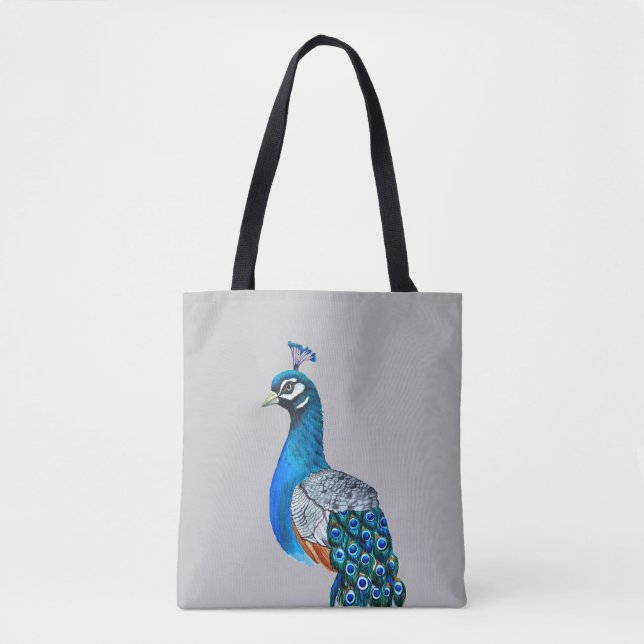Tote Bag Watercolor peacock (Devant)