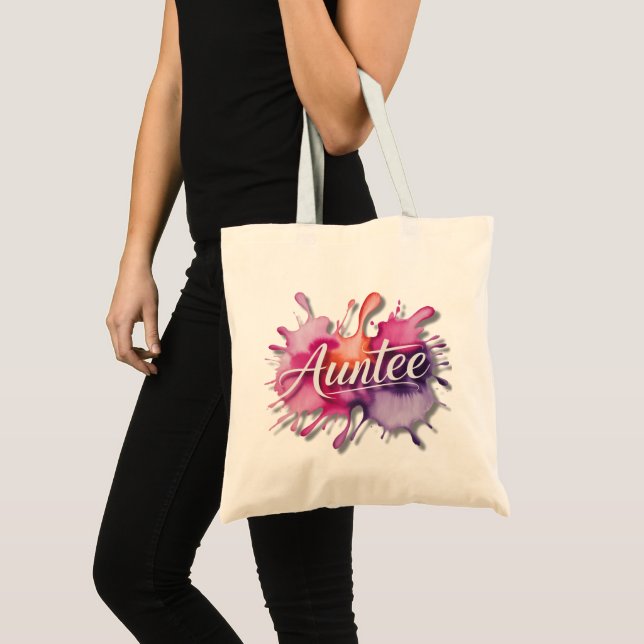 Tote Bag Watercolor Splash with Auntee typography  (Devant (produit))
