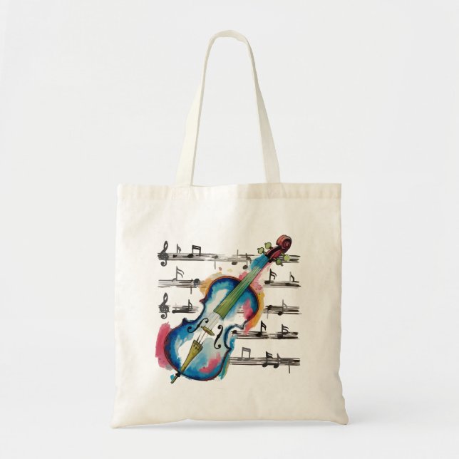 Tote Bag watercolor violin (Devant)