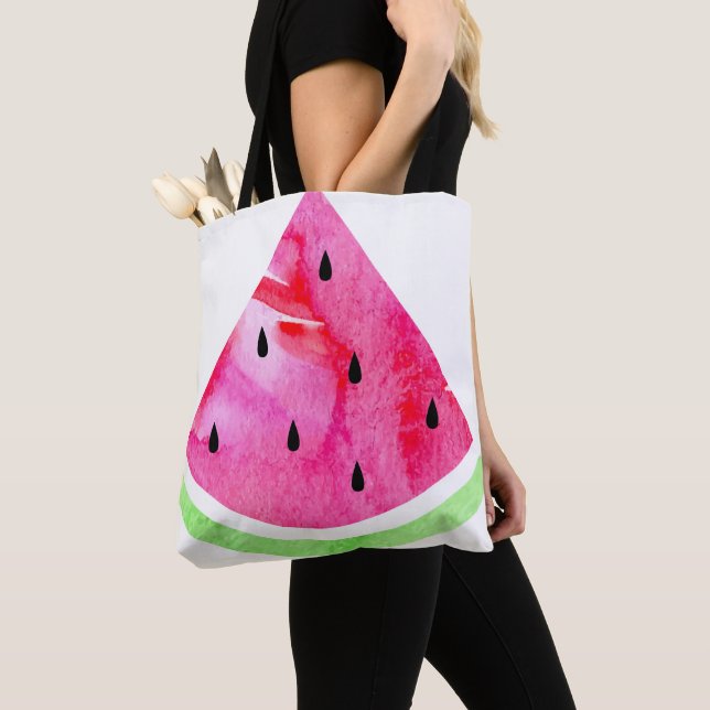 Tote Bag Watercolor Watermelon (De près)